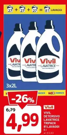 DPiù Vivil detersivo lavatrice tripack offerta