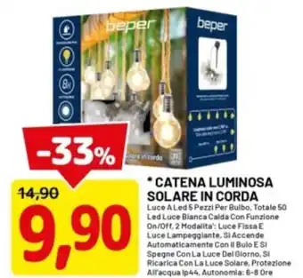 Beper catena luminosa solare in corda