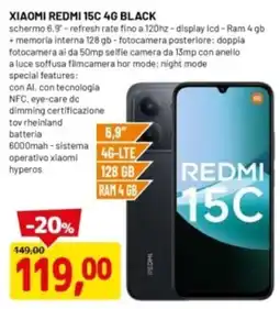 DPiù XIAOMI REDMI 15C 4G BLACK offerta