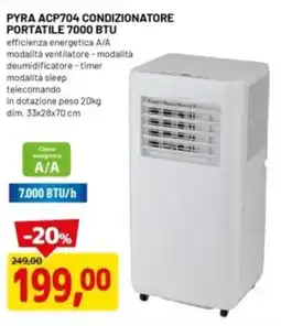 DPiù PYRA ACP704 CONDIZIONATORE PORTATILE 7000 BTU offerta