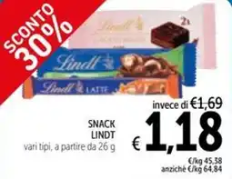 Spazio Conad Snack LINDT offerta