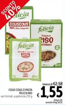 Spazio Conad Cous cous o pasta felicia bio offerta