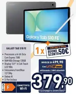 Unieuro SAMSUNG GALAXY TAB S10 FE offerta
