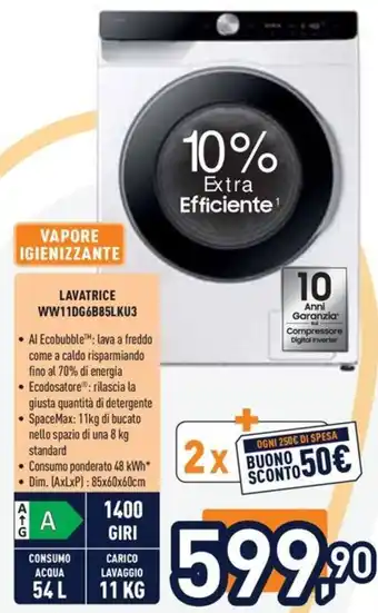 Unieuro LAVATRICE WW11DG6B85LKU3 offerta
