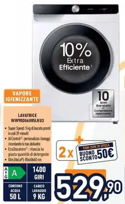 Unieuro LAVATRICE WW90DG6U85LKU3 offerta