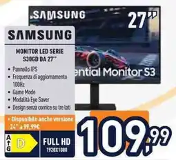 Unieuro SAMSUNG MONITOR LED SERIE S30GD DA 27" offerta