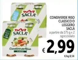 Spazio Conad Condiverde riso classico o leggero SACLÀ offerta