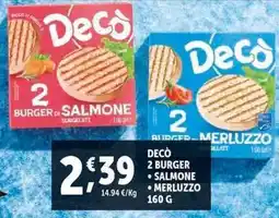 Deco Supermercati Decò 2 burger salmone, merluzzo offerta