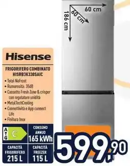 Unieuro Hisense FRIGORIFERO COMBINATO HISRB3K330SAIC offerta