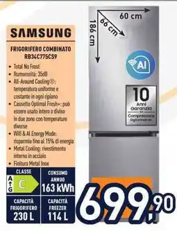 Unieuro SAMSUNG FRIGORIFERO COMBINATO RB34C775CS9 offerta