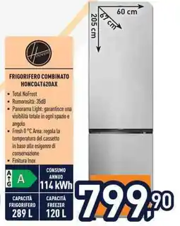 Unieuro Hoover FRIGORIFERO COMBINATO HONCO4T620AX offerta