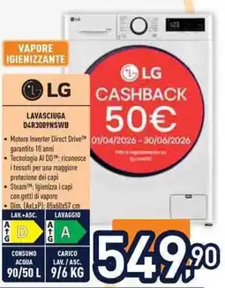 Unieuro LG LAVASCIUGA D4R3009NSWB offerta