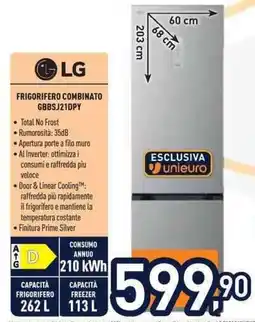 Unieuro LG FRIGORIFERO COMBINATO GBBSJ21DPY offerta