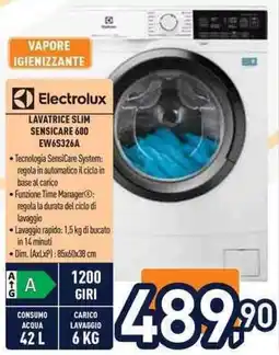 Unieuro Electrolux LAVATRICE SLIM SENSICARE 600 EW6S326A offerta
