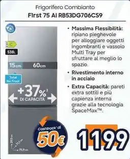 Unieuro SAMSUNG Frigorifero Combianto First 75 AI RB53DG706CS9 offerta