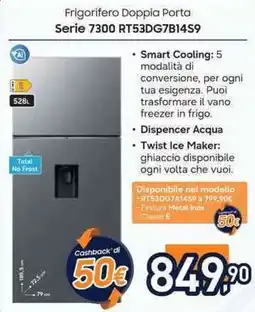 Unieuro SAMSUNG Frigorifero Doppia Porta Serie 7300 RT53DG7B14S9 offerta