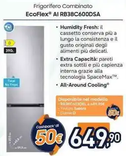 Unieuro SAMSUNG Frigorifero Combinato EcoFlex Al RB38C600DSA offerta