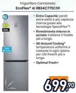 Unieuro SAMSUNG Frigorifero Combinato EcoFlex Al RB34C775CS9 offerta