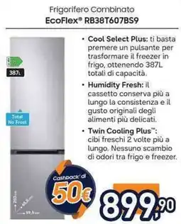 Unieuro SAMSUNG Frigorifero Combinato EcoFlex RB38T607BS9 offerta