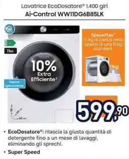 Unieuro SAMSUNG Lavatrice EcoDosatore 1.400 giri Ai-Control WWIIDG6B85LK offerta