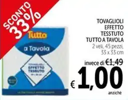 Spazio Conad Tovaglioli effetto tesstuto TUTTO A TAVOLA offerta