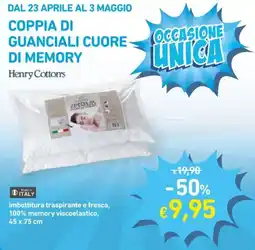 Spazio Conad Henry cotton's coppia di guanciali cuore di memory offerta