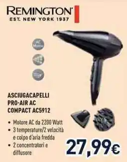 Unieuro REMINGTON ASCIUGACAPELLI PRO-AIR AC COMPACT AC5912 offerta