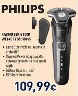 Unieuro PHILIPS RASOIO SERIE 5000 WET&DRY S5898/35 offerta