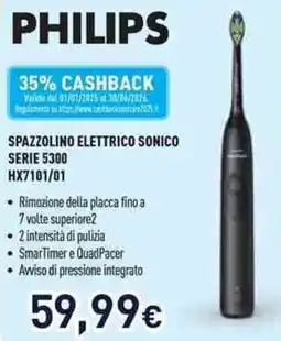 Unieuro PHILIPS SPAZZOLINO ELETTRICO SONICO SERIE 5300 offerta