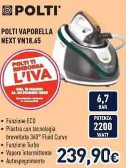 Unieuro POLTI VAPORELLA NEXT VN18.65 offerta