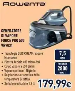 Unieuro Rowenta GENERATORE DI VAPORE offerta