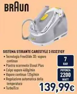 Unieuro BRAUN SISTEMA STIRANTE CARESTYLE 3 IS3231GY offerta