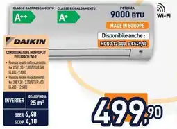 Unieuro DAIKIN CONDIZIONATORE MONOSPLIT PRO ERA 25 WI-FI offerta