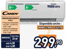 Unieuro CANDY CONDIZIONATORE MONOSPLIT PURA 9 offerta