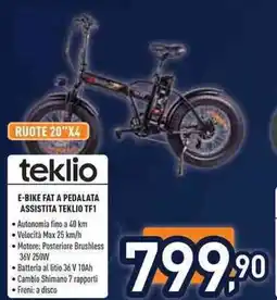 Unieuro E-bike fat a pedalata assistita teklio TF1 offerta