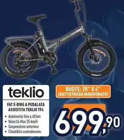 Unieuro Fat e-bike a pedalata assistita teklio TF4 offerta
