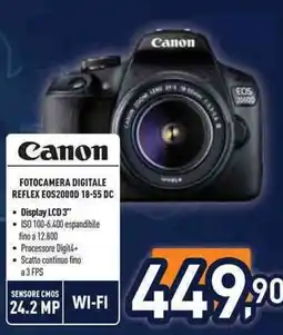 Unieuro Canon FOTOCAMERA DIGITALE REFLEX EOS2000D 18-55 DC offerta