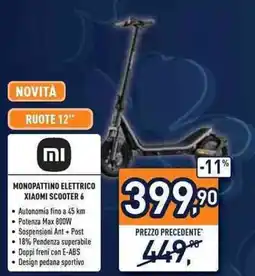 Unieuro Monopattino elettrico xiaomi scooter 6 offerta