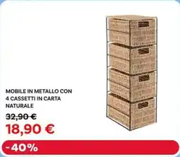 Max Factory Mobile in metallo con 4 cassetti in carta naturale offerta