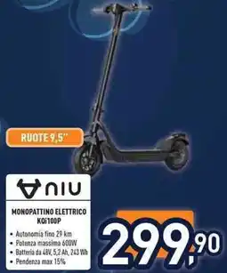 Unieuro NIU MONOPATTINO ELETTRICO KQi100P offerta