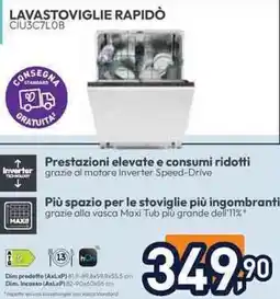 Unieuro CANDY LAVASTOVIGLIE RAPIDÒ CIU3C7LOB offerta
