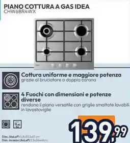 Unieuro CANDY PIANO COTTURA A GAS IDEA CHW6BR4WX offerta