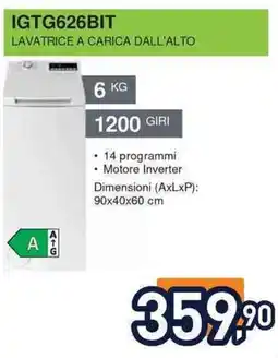 Unieuro IGNIS IGTG626BIT LAVATRICE A CARICA DALL'ALTO offerta