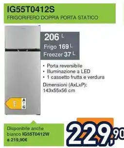 Unieuro IGNIS IG55T0412S FRIGORIFERO DOPPIA PORTA STATICO offerta
