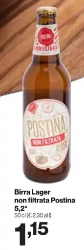 In'S Mercato Birra Lager non filtrata Postina 5,2° offerta