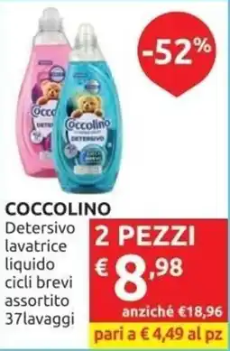 Ipersoap COCCOLINO Detersivo lavatrice liquido cicli brevi offerta