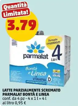 PENNY Latte parzialmente scremato parmalat BONTÀ E LINEA offerta