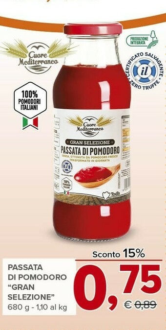 Todis Cuore mediterraneo passata di pomodoro offerta
