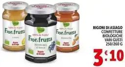Deco Supermercati RIGONI DI ASIAGO CONFETTURE BIOLOGICHE offerta