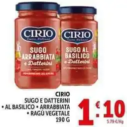 Deco Supermercati Cirio sugo e datterini offerta